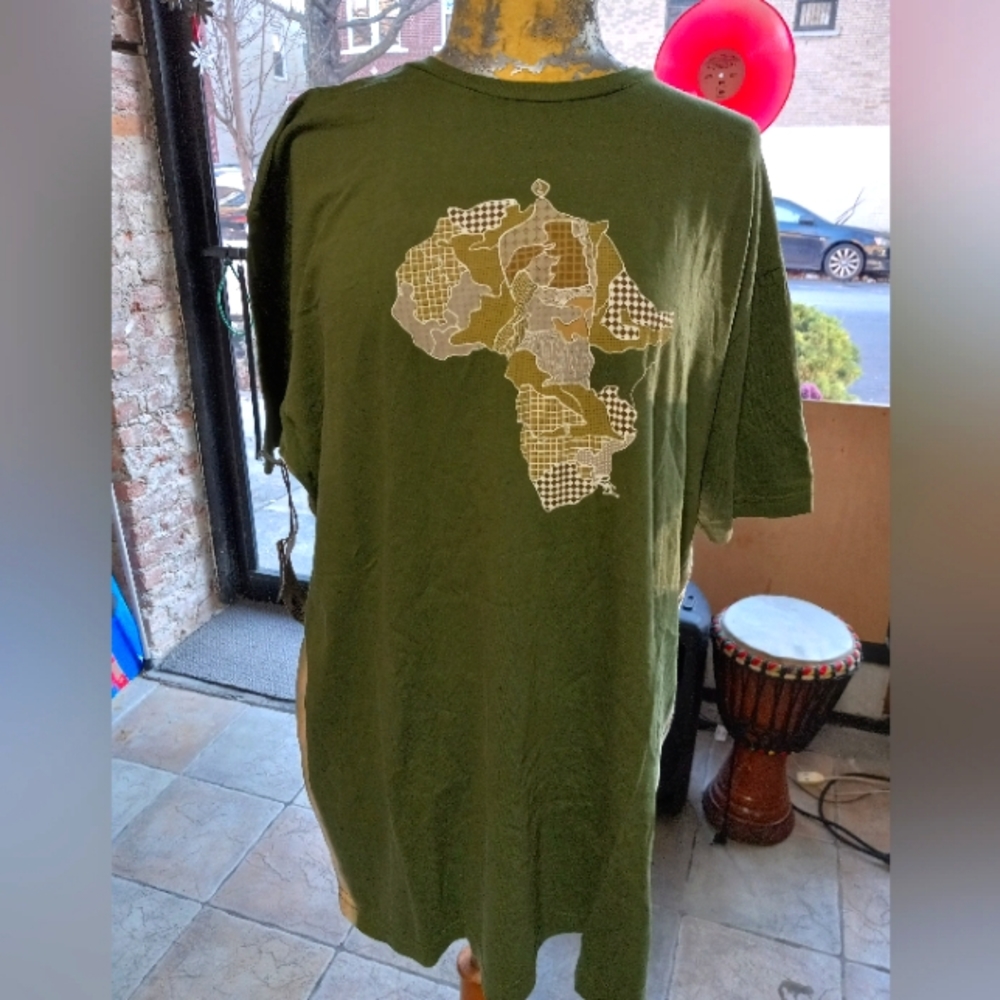Men's T-Shirt African Map Design Style  w/a Tye-Dye on the Sides